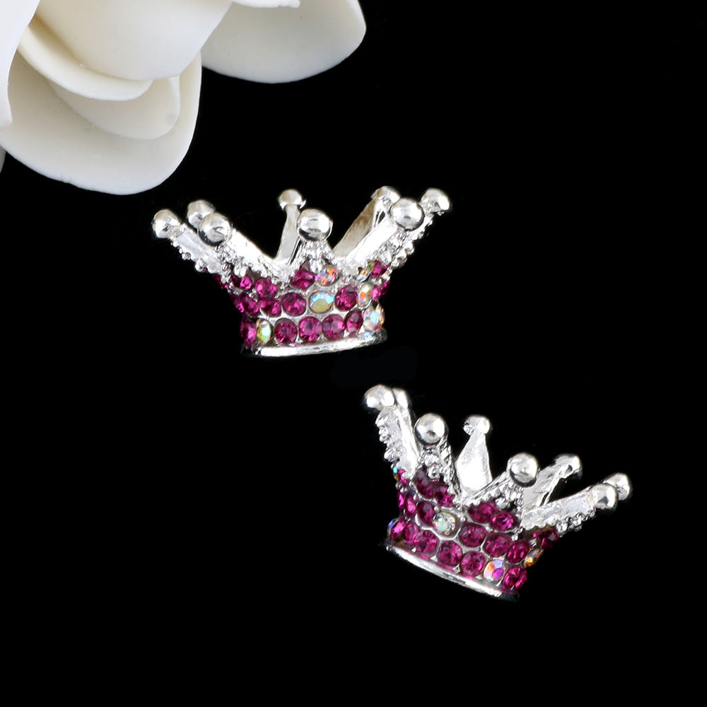 Wholesale 5pcs Colorful crown torus DIY spacer beads alloy full diamond